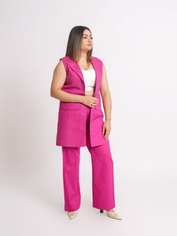 MEESA - Ira Pink Cotton Jacket with Pant