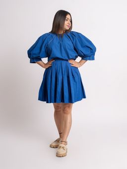 MEESA - Ella Blue Cotton Top with Skirt