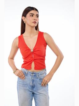 The Clothing Factory - Women's Red Scarlet Fever Twist Tank Top