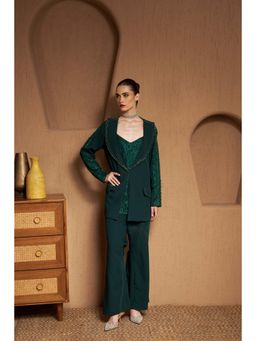 SAKSHI G CHAWLA - Adila Blazer Green Embellished Co-Ord