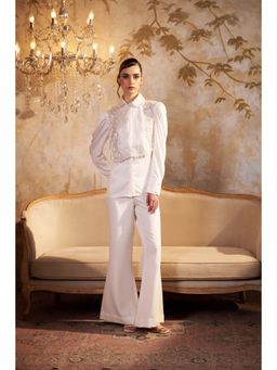 SAKSHI G CHAWLA - Amora Harness White Shirt With Flared Pant