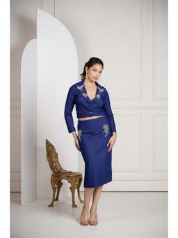 SAKSHI G CHAWLA - Emma Blue Denim Top With Skirt