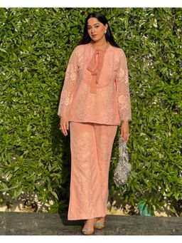 SAKSHI G CHAWLA - Celia Pink Organic Cotton Top With Pant