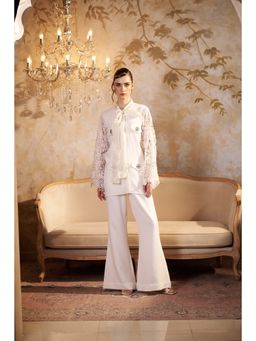 SAKSHI G CHAWLA - Camilla White Lace Work Top With Pant