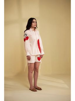 SAKSHI G CHAWLA - Cherie Beige Cotton Shirt With Shorts