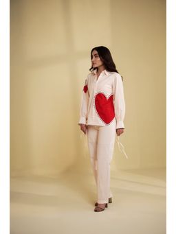 SAKSHI G CHAWLA - Cherie Beige Cotton Shirt With Pant
