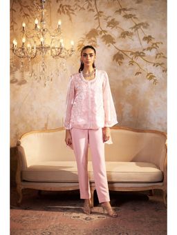 SAKSHI G CHAWLA - Rosa Pink Organza Tunic With Pant
