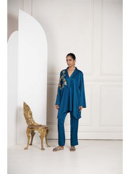 SAKSHI G CHAWLA - Rori Green Satin Top With Pant