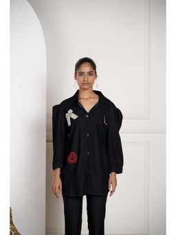 SAKSHI G CHAWLA - Alice Black Embroidered Shirt