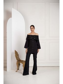 SAKSHI G CHAWLA - Dove Black Off shoulder Embellished Top