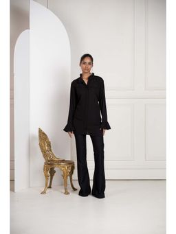 SAKSHI G CHAWLA - Dove Black Georgette Embroidered Shirt