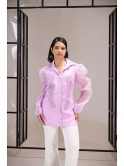 SAKSHI G CHAWLA - Lani Lavender Organza Embroidered Shirt