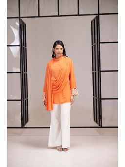 SAKSHI G CHAWLA - Mabel Orange Georgette Embroidered Shirt