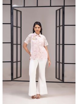 SAKSHI G CHAWLA - Sol Pink Self Work Shirt