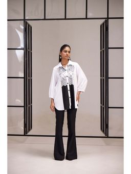 SAKSHI G CHAWLA - Helen White Crepe Lace Work Shirt