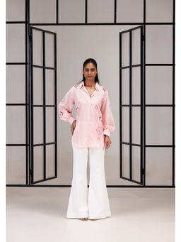 SAKSHI G CHAWLA - Jana Pink Linen Embroidered Shirt