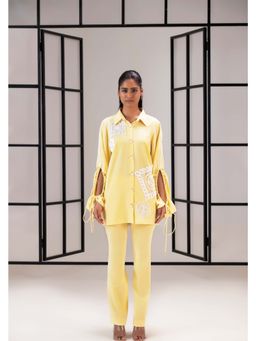 SAKSHI G CHAWLA - Nova Yellow Linen Lace Work Shirt
