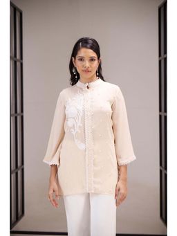 SAKSHI G CHAWLA - Mae Beige Georgette Embroidered Shirt