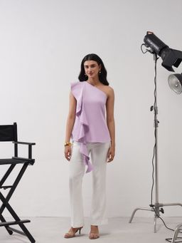 AMOSHI - Purple Solid Avery Top With Pant