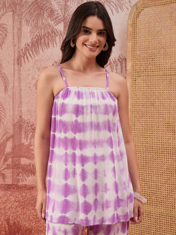 First Resort by Ramola Bachchan - Women Purple Blue Tie-Dye Top