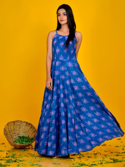 Rangpur - Blue Bagru Printed Maxi Dress