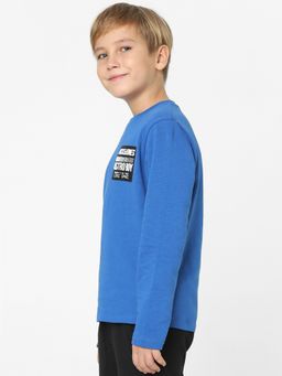 Jack & Jones Junior - Boys Blue Patch Text Print Sweatshirt