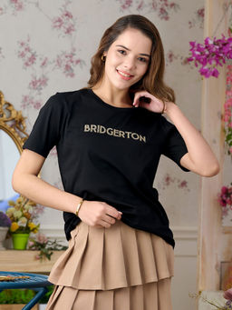 Madame - Bridgerton Crystal Embellished Black T-Shirt