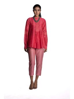 Krishna Mehta - Pink Chanderi Printed Tunic (Set of 2)