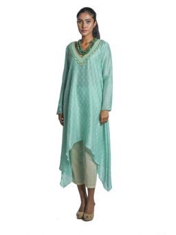 Krishna Mehta - Light Green Chanderi Kurta (Set of 2)