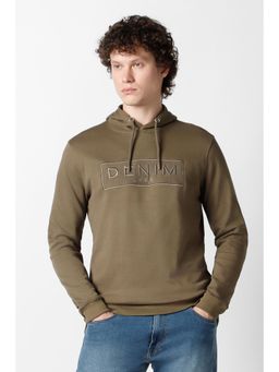 Van Heusen - Men Brown Embroidered Neck Hoodie