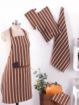 Maspar - Celtic Cotton Printed Brown 5Pc Kitchen Set