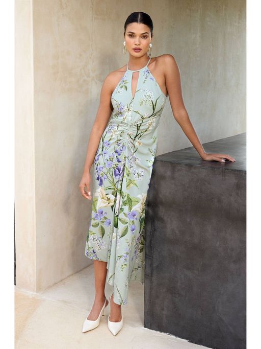 knee length dresses for ladies Baltic Born Womens Marie Mock Neck Maxi Dress | Sage Floral