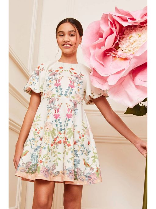 Buy Lipsy Milky White Puff Sleeve Dress (16 Years) Online