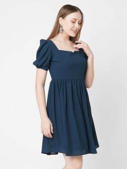 MISH - Teal Fit and Flare Short Dress