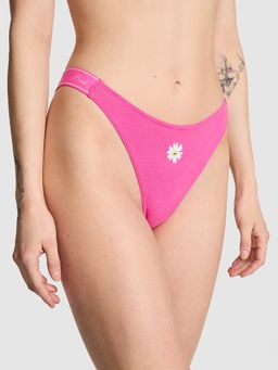 Victoria's Secret - PINK Logo Cotton Shine High-Leg Thong Panty Pink