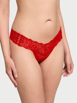 Victoria's Secret - The Lacie Lace-Up Lace Thong Panty Red