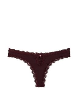Victoria's Secret - Dream Angels Lace-Trim Thong Panty Wine