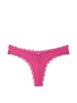 Victoria's Secret - Dream Angels Lace-Trim Thong Panty Pink
