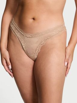 Victoria's Secret - Very Sexy Rose Lace High-Leg Thong Panty Beige