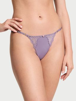 Victoria's Secret - Dream Angels Lace-Trim Adjustable V-String Panty Purple