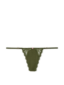 Victoria's Secret - Dream Angels Lace-Trim Adjustable V-String Panty Green