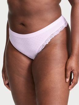 Victoria's Secret - Seamless Lace-Trim Thong Panty Lavender