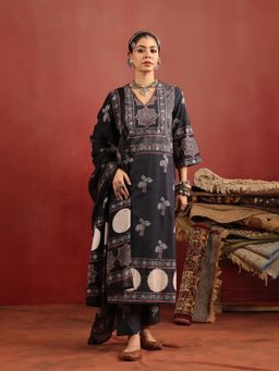 Namastika - Chandni Raag Black Ajrakh Cotton Kurta and Pyjama