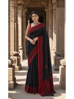 Anjaneya Sarees - Black Woven Designer Cotton Silk Kanjivaram Saree