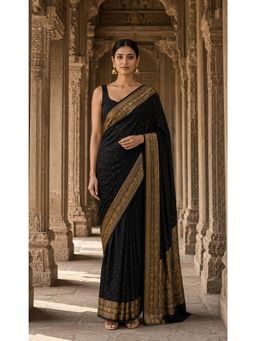 Anjaneya Sarees - Black Woven Designer Banarasi Silk Kanjivaram Saree
