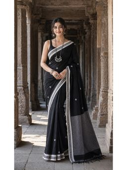 Anjaneya Sarees - Black Woven Designer Cotton Silk Kanjivaram Saree