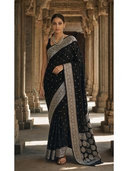 Anjaneya Sarees - Black Woven Designer Banarasi Silk Kanjivaram Saree