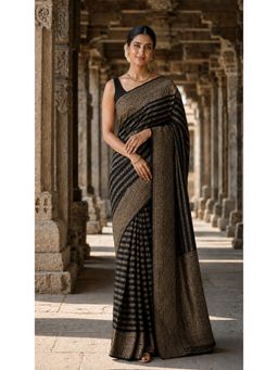 Anjaneya Sarees - Black Woven Designer Banarasi Silk Kanjivaram Saree