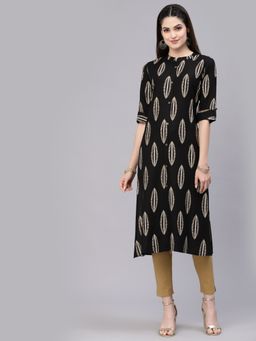Stylum - Womens Block Printed Rayon A-Line Kurta