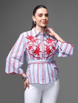 Kazo - Blue Portia Shirt with Belt